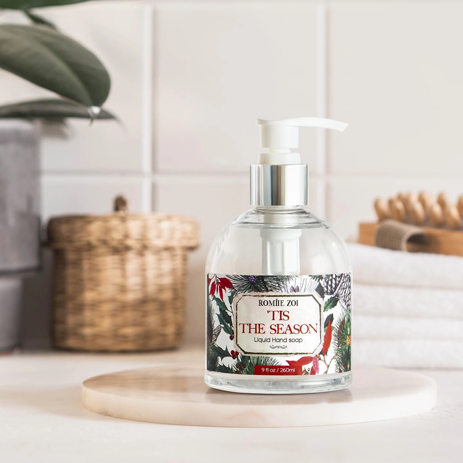Christmas Liquid Hand Soap with Gift Box - 260ml/ 9 fl. Oz - Variety Pack of 3（Scottish Tartan，Holly Jolly,' Tis The Season）