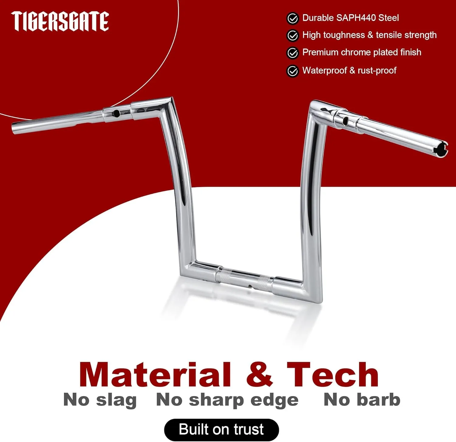 Chrome 1-1/2" Fat 14" Rise Handlebar for 2015-2023 Harley Touring Road Glide FLTRX Custom/FLTRXS Special/FLTRU Ultra Models