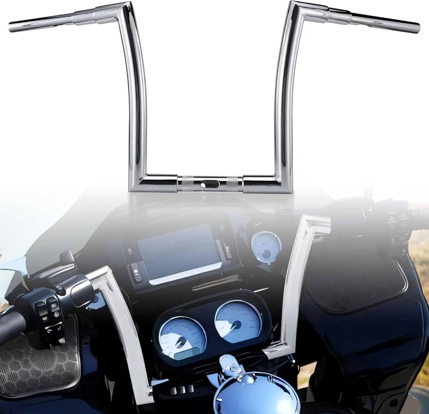 Chrome 1-1/2" Fat 14" Rise Handlebar for 2015-2023 Harley Touring Road Glide FLTRX Custom/FLTRXS Special/FLTRU Ultra Models