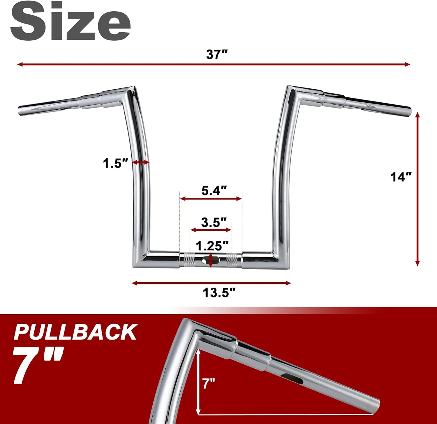 Chrome 1-1/2" Fat 14" Rise Handlebar for 2015-2023 Harley Touring Road Glide FLTRX Custom/FLTRXS Special/FLTRU Ultra Models