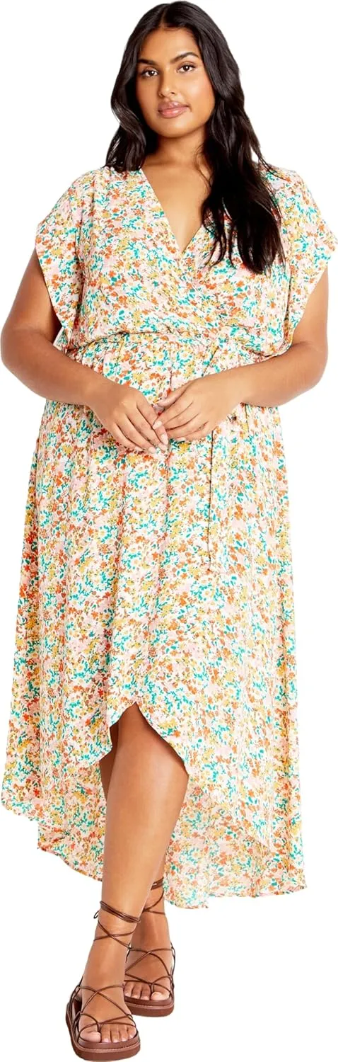 City Chic Women's Plus Size Ditsy Wrap Dress