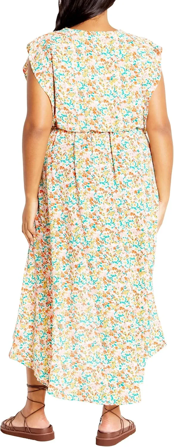 City Chic Women's Plus Size Ditsy Wrap Dress
