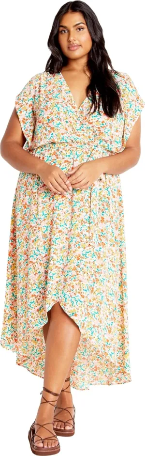 City Chic Women's Plus Size Ditsy Wrap Dress