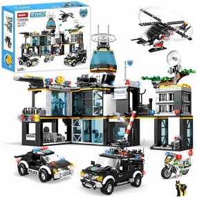 City Police Station Building Blocks Set 1261 Pieces Police City Building Toys Helicopter Bike Police Car STEM Police Toys Playset for Kids Boys Girls Ages 6 