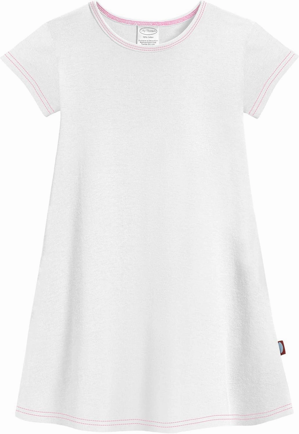 City Threads Made in USA Baby Girls' Cotton Short Sleeve Cover Up Dress for Sensitive Skin SPD Sensory Friendly