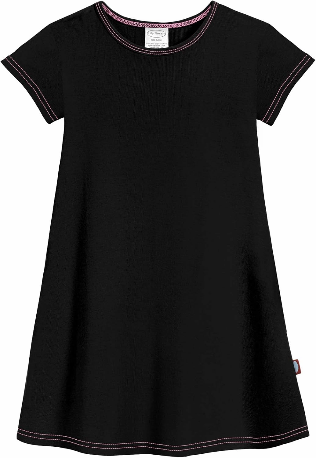 City Threads Made in USA Baby Girls' Cotton Short Sleeve Cover Up Dress for Sensitive Skin SPD Sensory Friendly