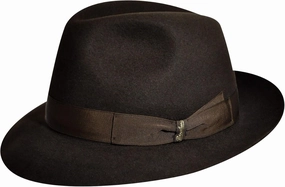 Classic Fur Felt Fedora Dark Brown