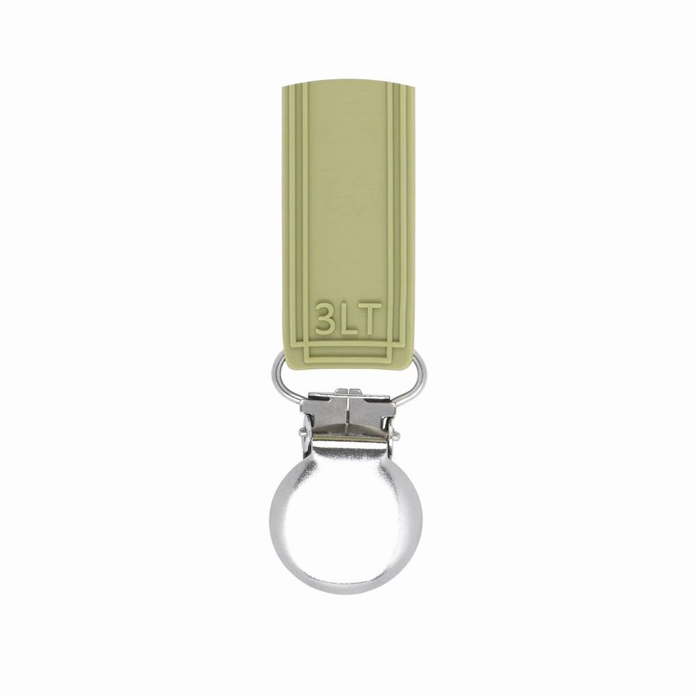 Classic Olive Green All Silicone One Piece Pacifier Clip