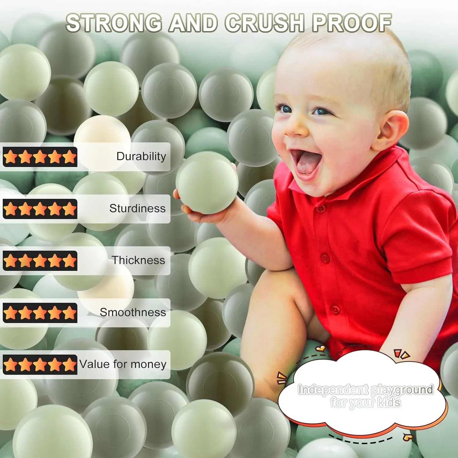 Clear Ball Pit Balls - Crush Proof Plastic Toy Balls for Boys and Girls