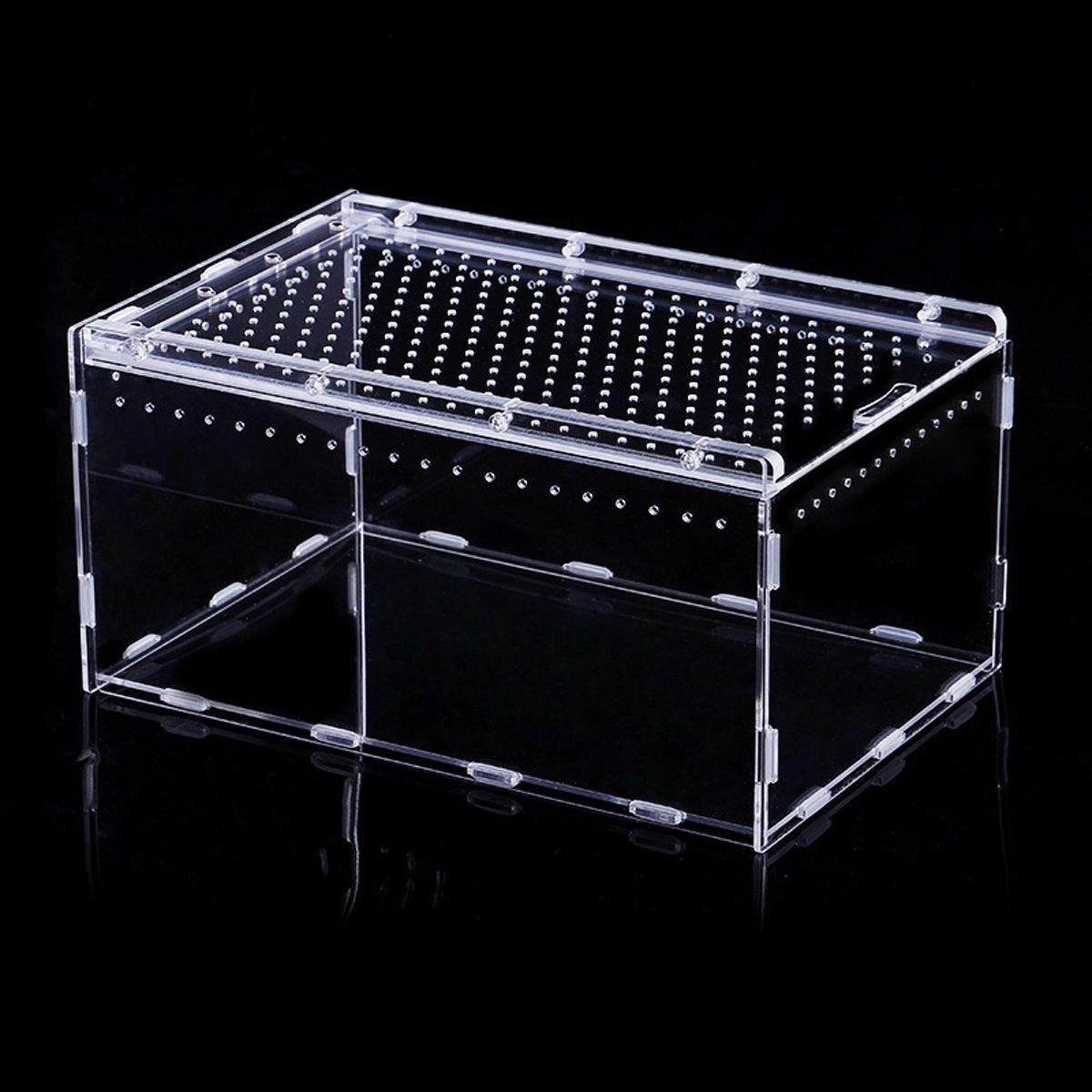 Clear Pet Box Slide Lid Reptile Breeding Habitat Panoramic View Terrarium