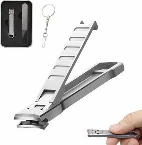 ClipMaster Pro Ultra Thin Portable Nail Clippers,Nail Clippers for Seniors, Mini Travel Portable Folding Wide Jaw Cutter for Thick Nails,Large Angled Head Toenail Clippers with Keychain