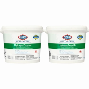 Clorox Healthcare Hydrogen Peroxide Disinfecting Wipes, Multipurpose Disinfectant with Easy Bucket Use, Antibacterial Cleaner, 185 Count Each, Value Pack of 2 (Packaging May Vary)