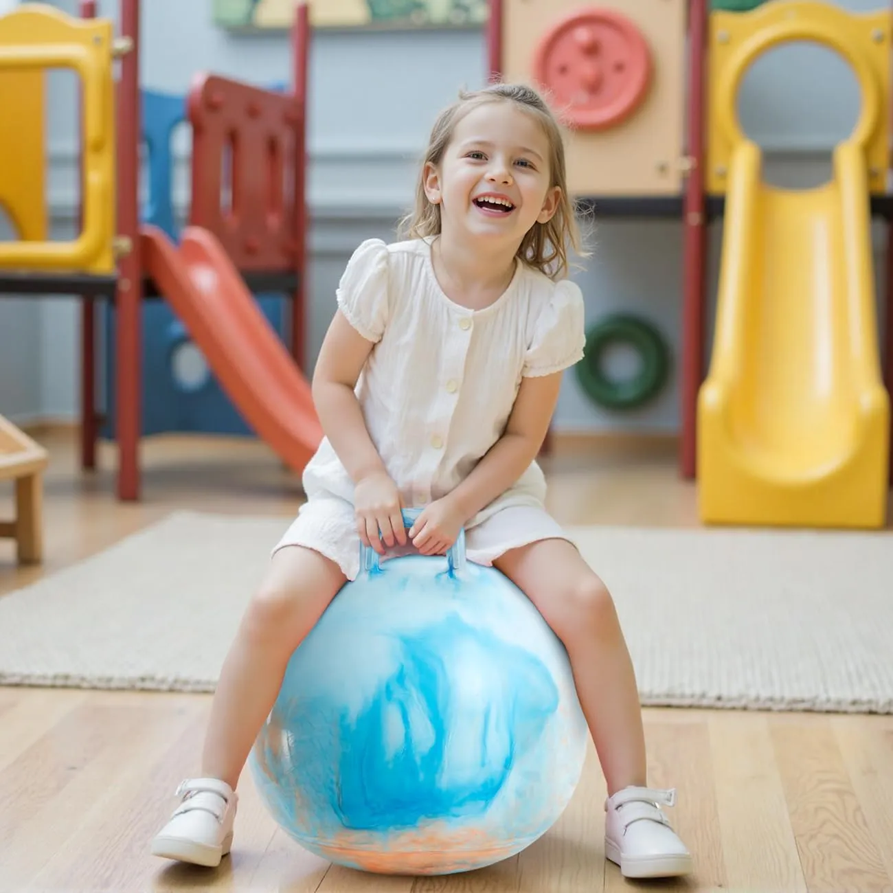 Clouds Hopper Ball for Kids,20 Inch Bouncy Ball with Handle,Inflatable Hopping Toys for Boys Girls Aged 6-12, Indoor Outdoor Jumping Toys Gift with Pump