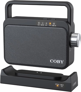 Coby Wireless Hearing Amplifier & TV Audio Speaker - Portable Bluetooth TV Listening Device for Seniors and Hearing Impaired – 100 Ft. Range, 8-HR Playback, 2.4gHz Transmission