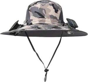 Colitt - Fishing Hat with Built in Fan, 2 Solar Fans, UPF 50  Sun Protection, Adjustable Fit, Bucket Hat for Men Women