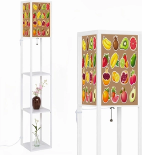 Collection Various Floor Lamps with Shelves, Modern Standing Lamp Narrow Corner Display Bookshelf Lamp for Living Room, Bedroom, Office Decor