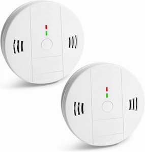 Combination Smoke and Carbon Monoxide Detector Alarm, 2-Pack Beeps Warning Smoke and CO Alarms for Basements Travel Home Office House Bedroom Living Room Car, Battery Operated, Comply with UL 217/2034