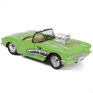 Compatible for Chevrolet Die cast Car Model for Kid with Pull Back Antique Corvette Classic Green Car Toy Old Vintage Coupe Car Model Metal Car Model Collection Gift for Adult
