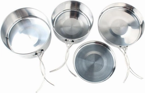 Cooking Pan Set Stainless Steel Camping Cookware 2-3 Person Portable Kitchenware