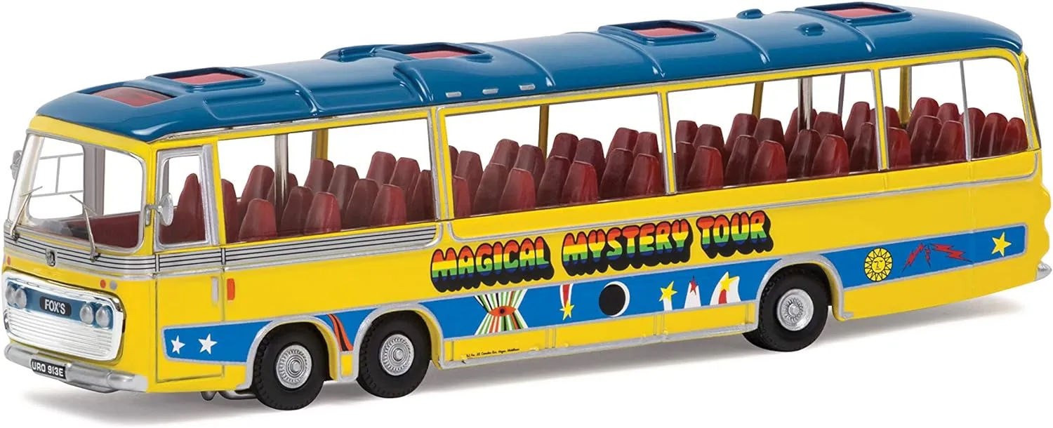 Corgi Diecast Model Cars - CC42419 The Beatles - Magical Mystery Tour Bus - 1:76 Pre-Built Model Vehicles Toy, Classic Metal Die Cast Collectible, Auto Toys Models for Adults - Yellow