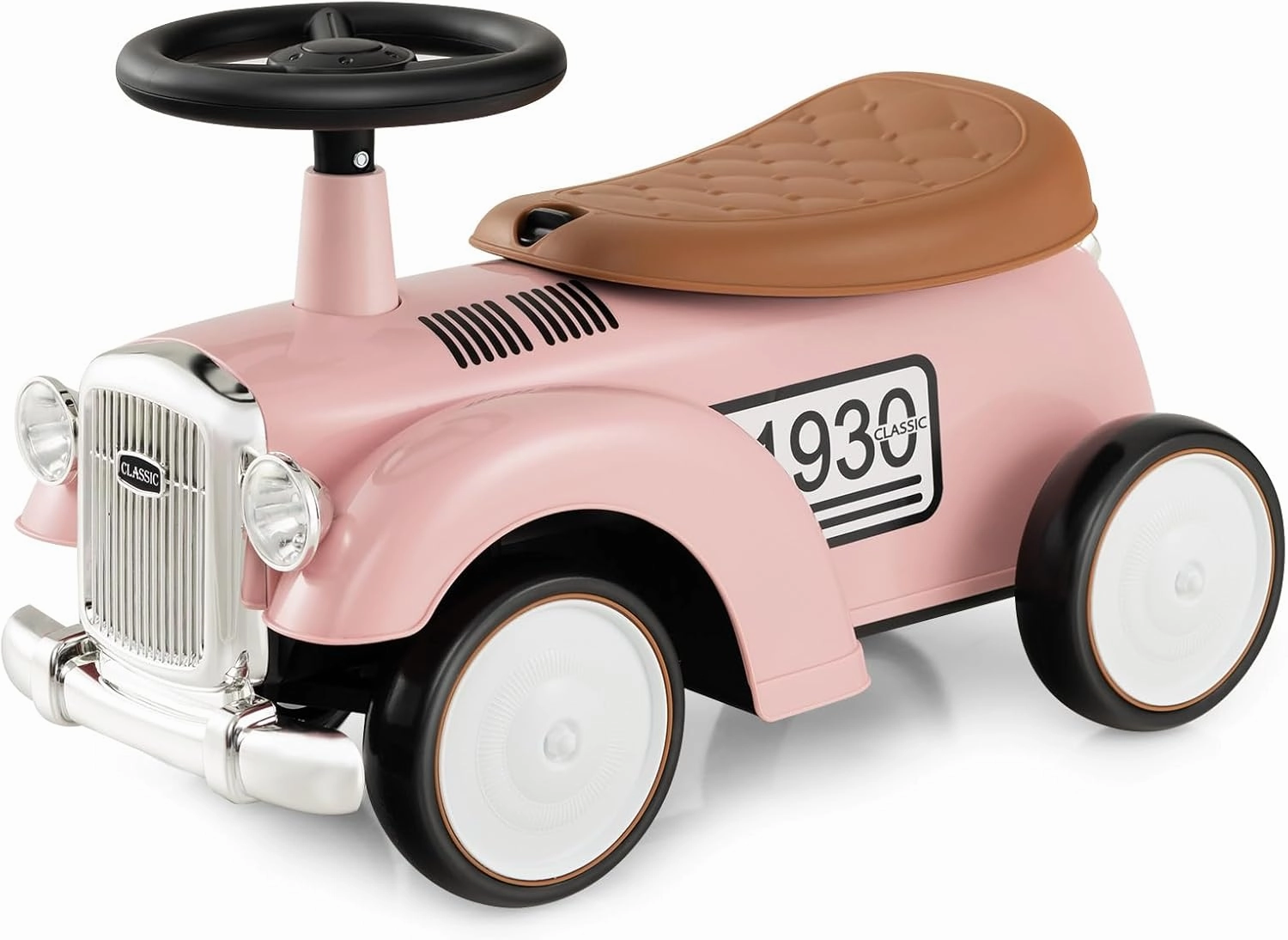 Costzon Ride On Push Car for Toddlers, Classic Kids Foot-to-Floor Sliding Car With Steering Wheel, Horn & Under Seat Storage, Ride On Toy for Boys Girls 18-36 Months (Pink)