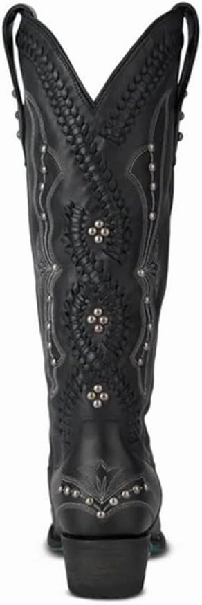 Cowboy Boots for Women, Knee High Western Cowgirl Boots Pointed Toe Chunky Heel Pull on Zipper Fashion Vintage Tall Shoes