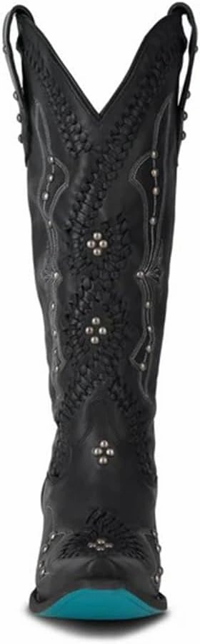 Cowboy Boots for Women, Knee High Western Cowgirl Boots Pointed Toe Chunky Heel Pull on Zipper Fashion Vintage Tall Shoes