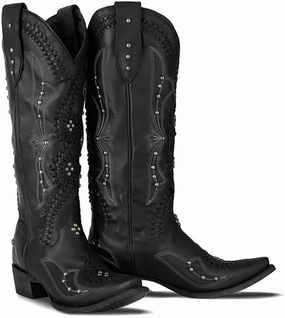 Cowboy Boots for Women, Knee High Western Cowgirl Boots Pointed Toe Chunky Heel Pull on Zipper Fashion Vintage Tall Shoes