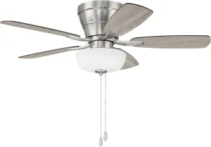 Craftmade 42" Wheeler Indoor Flush Mount 5 Blade Brushed Polished Nickel Finish Ceiling Fan with Single Bowl Light