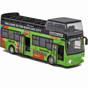 Crelloci City Bus Toy Car Die-Cast Tourism 2-Story London Bus Pull Back Car City Bus 1:32 Scale Light and Sound Play Vehicle 3 Years Old 4 Years Old 5 Years Old 6 Years Old Boys Girls
