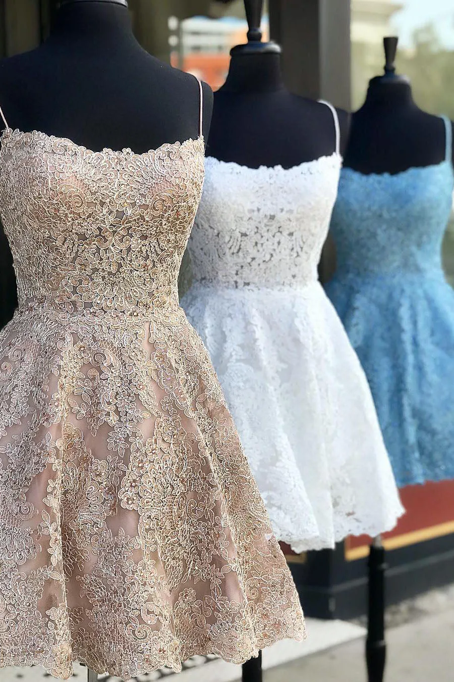 Criss Homecoming Dress Cross Lace Sky Blue Short Party Cocktail Dress