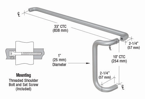 CRL Painted Solid Push Bar and Pull Handle Set