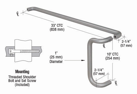 CRL Painted Solid Push Bar and Pull Handle Set