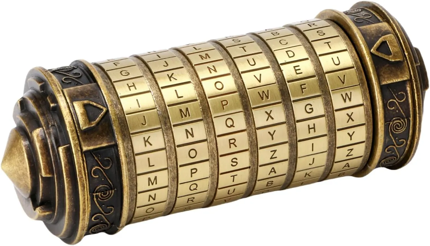 Cryptex Da Vinci Code Money Puzzle Box with Hidden Compartments Valentine's Day Gifts for Girlfriend Gifts for Men (Brass)