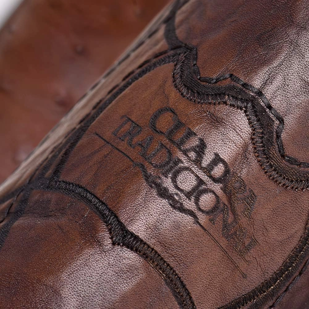 Cuadra Men's Western Boot in Genuine Ostrich Leather Brown