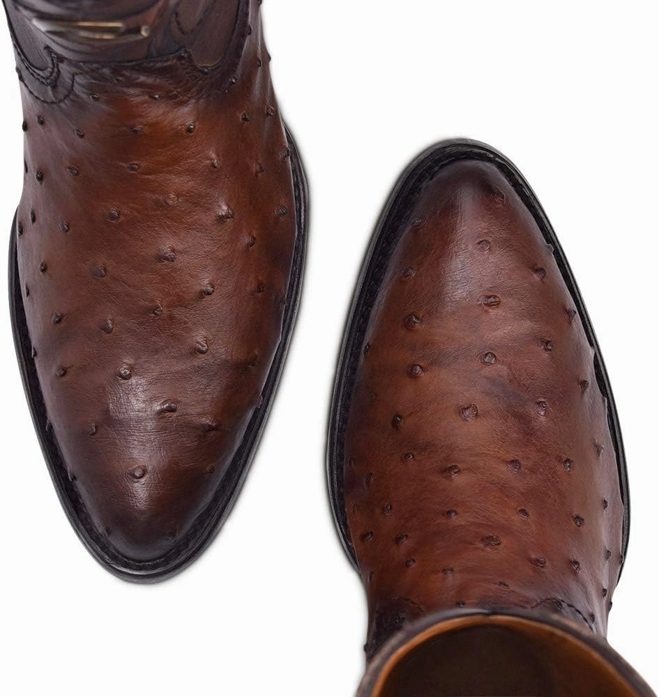 Cuadra Men's Western Boot in Genuine Ostrich Leather Brown