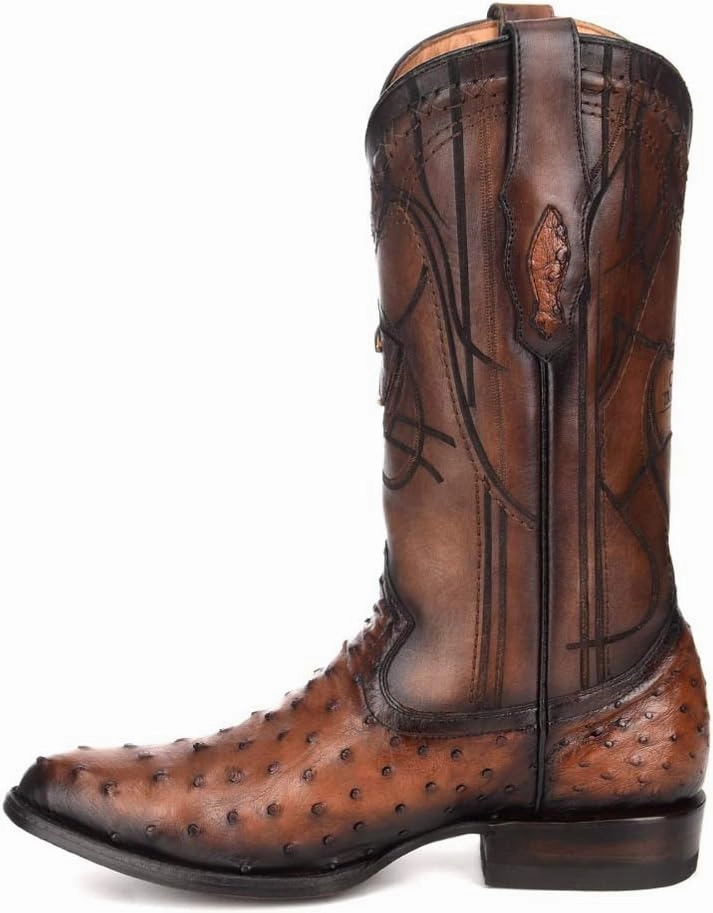 Cuadra Men's Western Boot in Genuine Ostrich Leather Brown