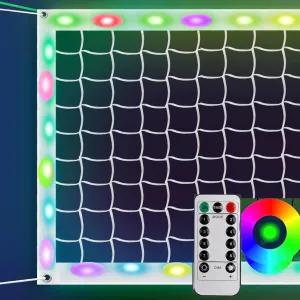 CVT LED Professional Volleyball Net with Steel Cable, Light Up Portable Volleyball Net Outdoor with Remote Control, Glow in The Dark Heavy Duty Badminton Volleyball Net for Outdoor Backyard, white