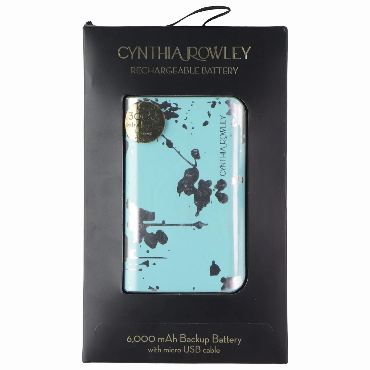 Cynthia Rowley 6000mAh Rechargeable Battery with Micro USB Cable - Teal Splatter