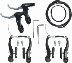 CYSKY Complete Universal Bike Brakes Set, Front and Rear MTB Brake, Inner and Outer Brake Cables and Brake Lever Kit for Mountain Bikes Road Bikes (Silver)