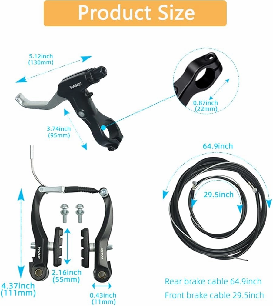 CYSKY Complete Universal Bike Brakes Set, Front and Rear MTB Brake, Inner and Outer Brake Cables and Brake Lever Kit for Mountain Bikes Road Bikes (Silver)