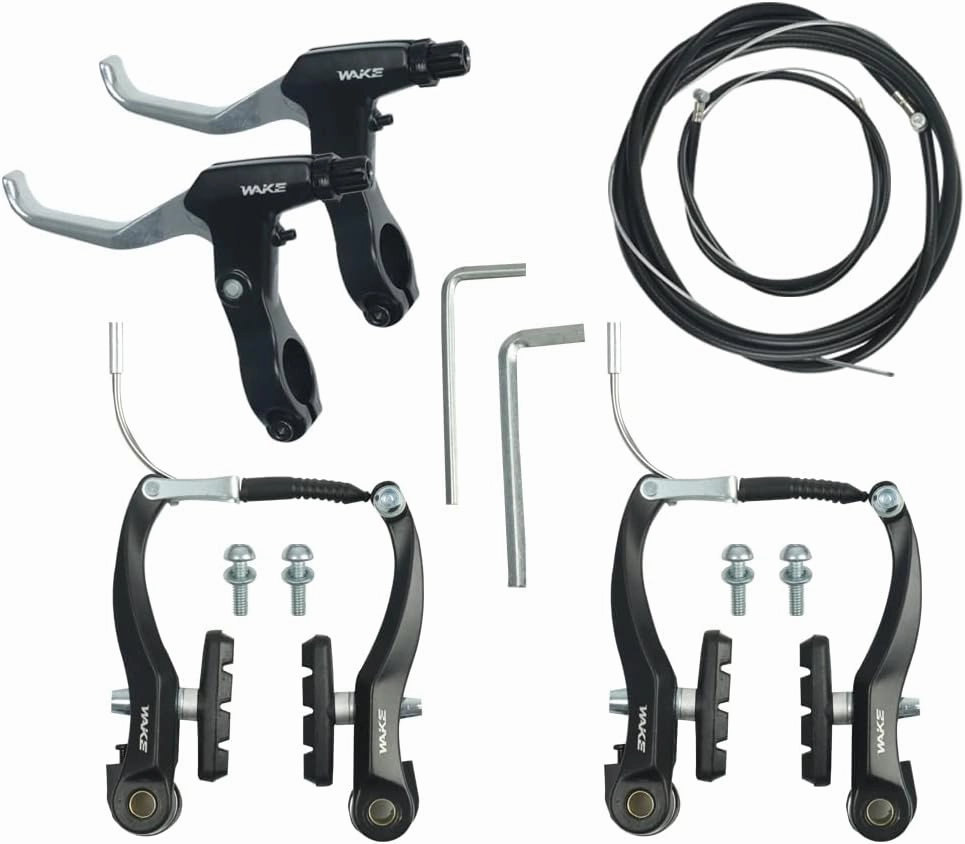 CYSKY Complete Universal Bike Brakes Set, Front and Rear MTB Brake, Inner and Outer Brake Cables and Brake Lever Kit for Mountain Bikes Road Bikes (Silver)