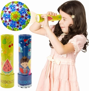 D-FantiX Classic Tin Kaleidoscope for Kids, 2 Pack Retro Toys - Educational Toys with Metal Body, Boy Girl Birthday Party Favors Decorations, Christmas Stocking Stuffer Gift