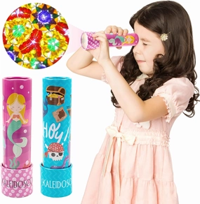 D-FantiX Classic Tin Kaleidoscope for Kids, 2 Pack Retro Toys - Educational Toys with Metal Body, Boy Girl Birthday Party Favors Decorations, Christmas Stocking Stuffer Gift