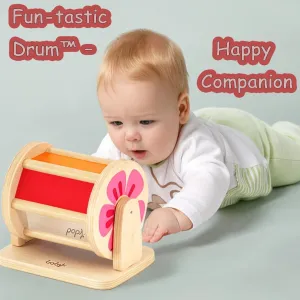 Dailyfunn Montessori Toys Wooden Spinning Drum Tummy Time Floor Mirror Toy for Babies Toddlers 1-3 Years Old