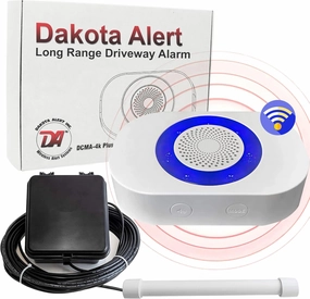 Dakota Alert Driveway Alarm Sensor - DCPA-4k Plus Driveway Alarms Wireless Outside Weatherproof Alert System, 1-Mile-Long Range Sensors, Receiver & Vehicle Detecting Probe Transmitter & 50' Wire