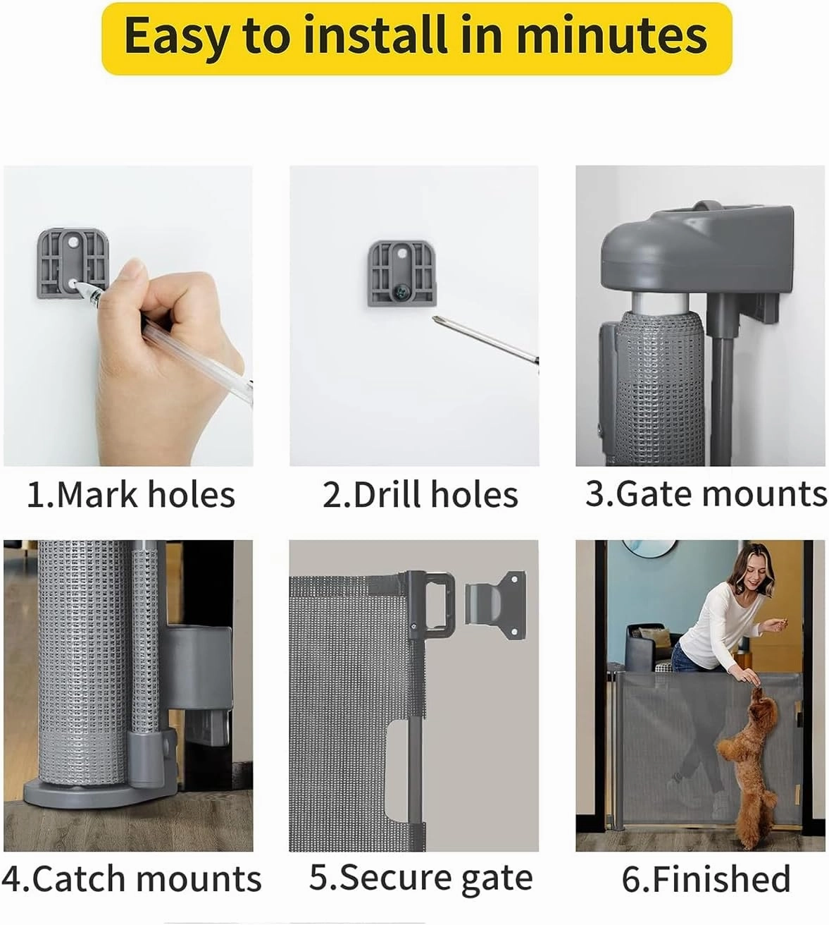 dearlomum Retractable Baby Gate,Mesh Baby Gate or Mesh Dog Gate,33" Tall,Extends up to 71" Wide,Child Safety Gate for Doorways,Stairs,Hallways,Indoor/Outdoor(Grey,33"x71")