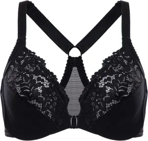 DELIMIRA Women's Front Closure Plus Size Full Coverage Lace Underwire Racerback Bra