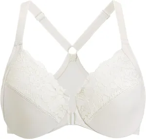 DELIMIRA Women's Front Closure Plus Size Full Coverage Lace Underwire Racerback Bra