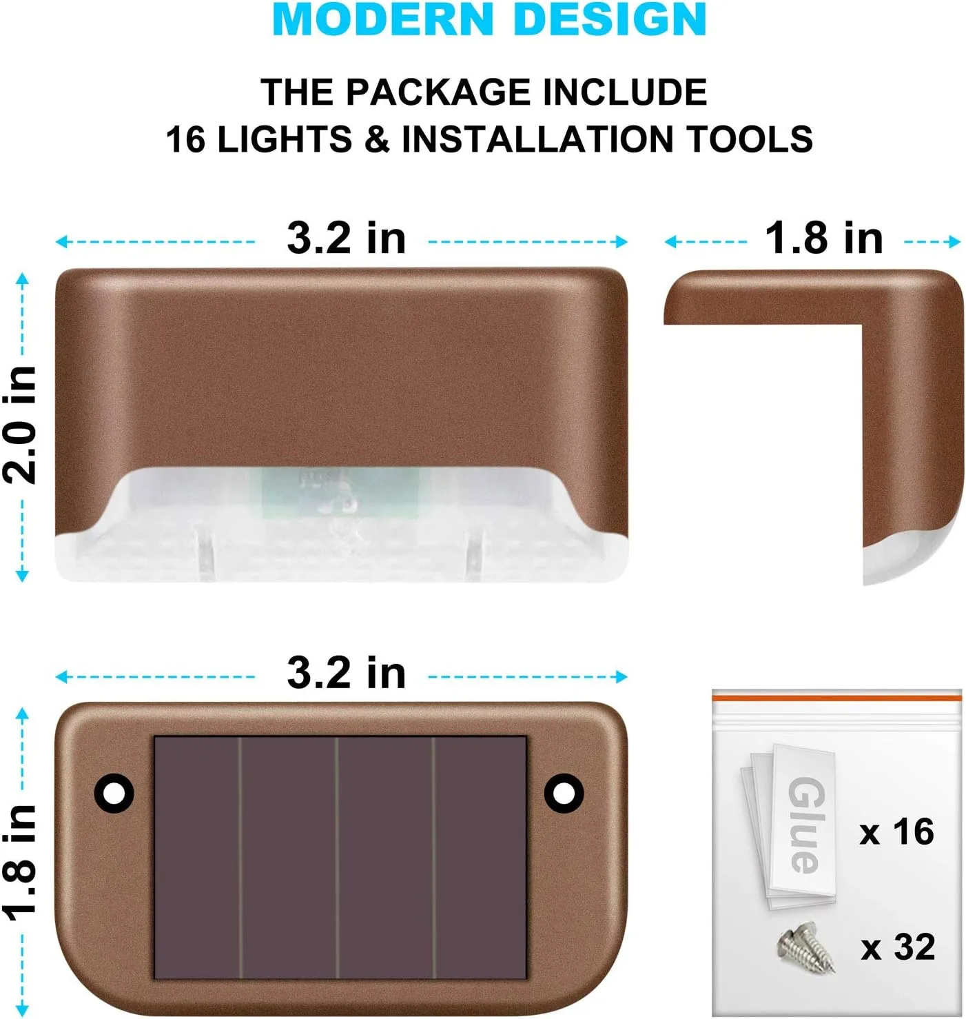 DenicMic Solar Deck Lights 16 Pack Solar Step Lights Outdoor for Patio, Deck,Stairs, Fence Post.,Step,and Yard, Weatherproof LED Deck Lighting Outdoor (Warm White)